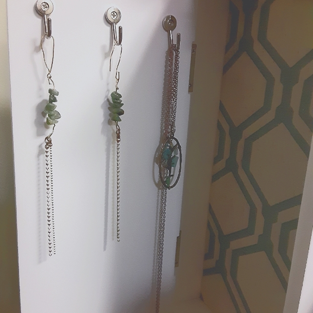 Green stone dangle earrings
